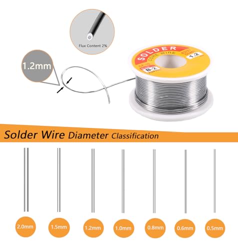Image of 63 /37 Tin-Lead Rosin Core Solder Wire for Electrical Soldering, Flux Content 2%, 1.2mm, 100g(Net 80g)