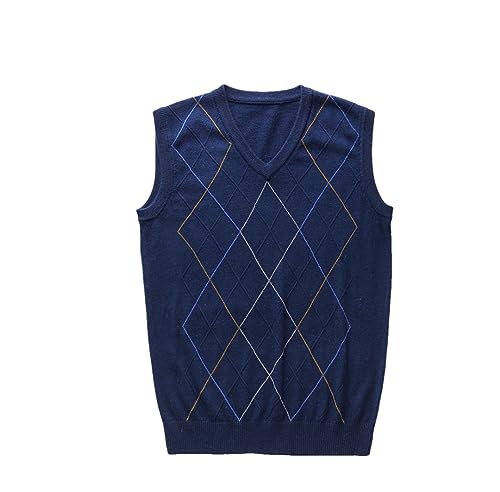 Rfmfkkg Men V-Neck Sleeveless Vest Casual Argyle Knitted Cashmere Wool Sweater Vest2