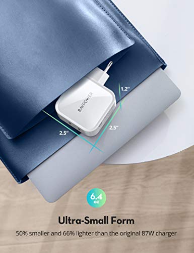 USB C Charger for MacBook Pro Air, RAVPower 90W 2-Port Wall Charger PD 3.0 GaN Type C Fast Charging Adapter Compatible with iPad Pro, iPhone 12 Mini Pro Max, Galaxy S9 S8, Nintendo Switch and More - Thumbnail 5