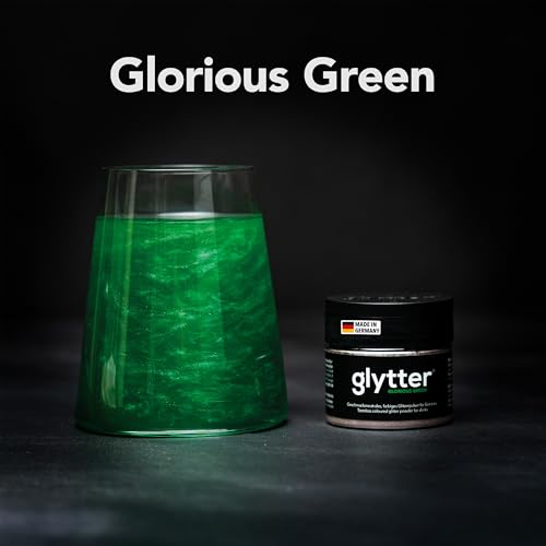 Glytter Glitzerpulver für Getränke (Grün) - essbarer Glitzer für Drinks & Flüssigkeiten, z.B. für Likör, Sekt, Cocktails - trinkbares & geschmacksneutrales Glitzerpulver - Glitzerpuder, Glitzer-Staub