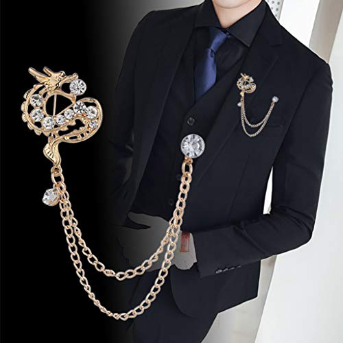 menolana Broche de Corrente Pendurada em Strass para Gravata Chapéu Decoração , Dourado