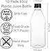 Coloch 10 Pack 33 Oz Plastic Juice Bottles with Black Caps, 1L Empty Clear Soda Bottle Reusable Drink Container Plastic Milk Bottle for Water, Juice, Beverage, Cold Drinks, Picnic, Home Use