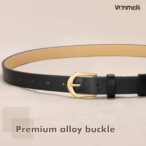 VONMELLI 4 Pack Womens Thin Leather Belt Skinny Waist Belts for Women Fashion Jeans Dress with Gold Buckle2