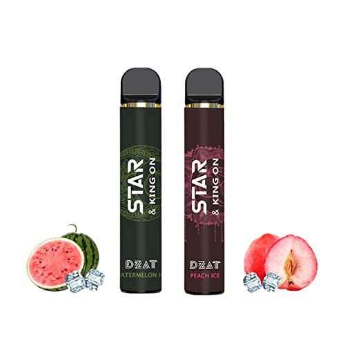 Canghai 2 Stücke E Zigarette, Einweg Vape Puff Bar, 1500 Züge Shisha Vape Stick, Ohne Nikotin (Wassermelonen+Pfirsich)