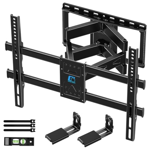 Image of HOME VISION Full Motion TV Wall Mount with Soundbar Bracket for 37-85 Inch Flat /Curved TVs, Dual Articulating Arms Swivel Tilt Level, Max VESA 600x400mm, Fits 16 inch Studs, Holds up to 132lbs
