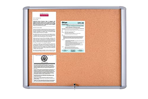 Mastervision Enclosed Bulletin Board Outdoor Water Resistant, Cork Surface, 47" X 38.3" With Aluminum Frame #TOP5