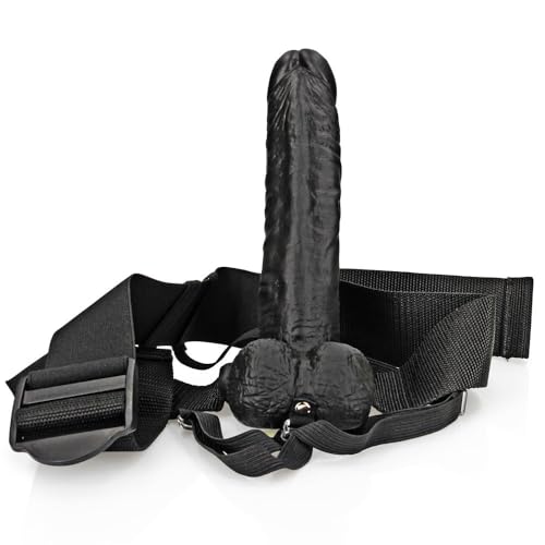 REALROCK- CORREA HUECA CON TESTĂŤCULOS - 7 / 18 CM - NEGRO 8714273533722