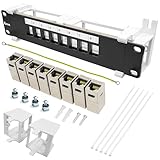 Enmane 8 Port Patch Panel Keystone Coupler CAT6A Shielded (EC Listed) Wall Mount 10 Inch with 89D Bracket Ethernet Patch Panel (CAT6A)