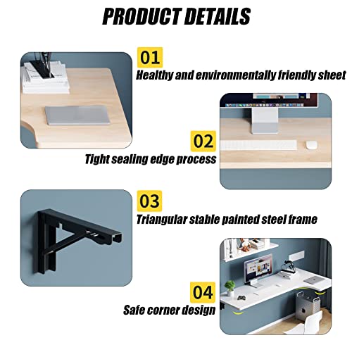 Bureau mural gain de place avec installation facile pour tout espace