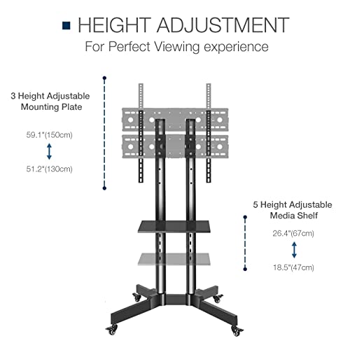 Soporte móvil para TV ajustable con ruedas para pantallas 32"-65" miniatura 3