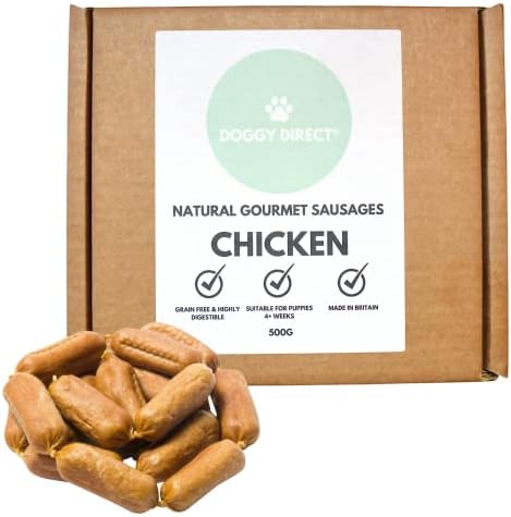 Doggy Direct Gourmet Chicken Sausages - Natural Treats for Dogs - 500g Box