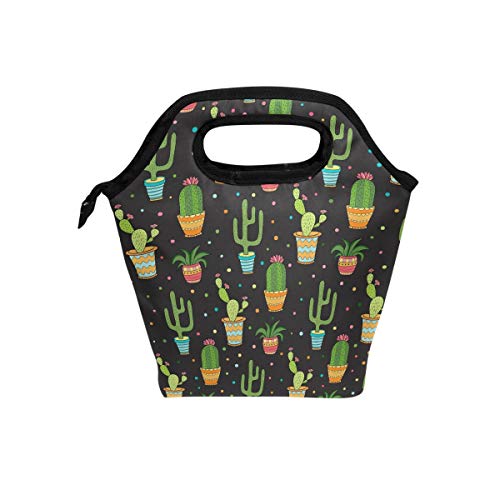 Use7 coloré Succulente Cactus Polka Dot Sac à déjeuner Isotherme Sac fourre-Tout Cooler Lunch Box pour Pique-Nique d'école Femme pour Homme Cover