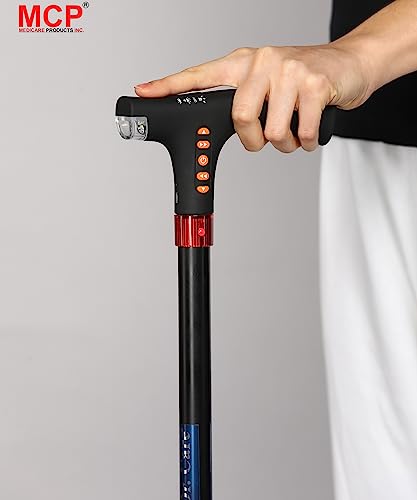 Image of MCP Healthcare Smart Rechargeable Aid Height Adjustable Hand Stick Come with Radio, Alarm, LED Bulb Light, Low Battery Indicator.