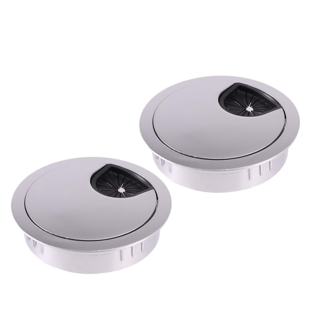 Desk Cable Grommet 20Pcs Desk Table Cable Hole Cover Wire PC Computer Tidy 50mm/53mm/60mm/80mm(Pearl Chrome,53mm)