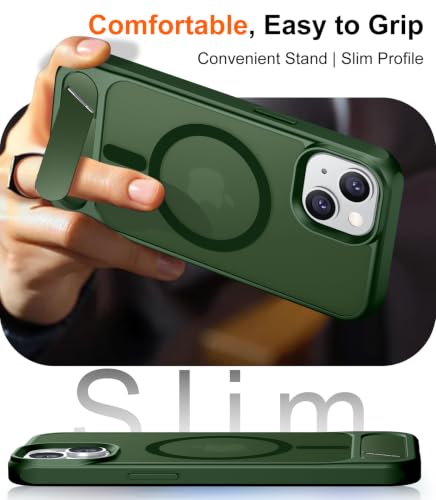 Image of Magnetic Compatible with iPhone 15 Plus Case & iPhone 14 Plus Case, [Built-in Invisible Kickstand][Compatible with MagSafe][Military Grade Shockproof] Slim Translucent Matte Phone Case 6.7 inch