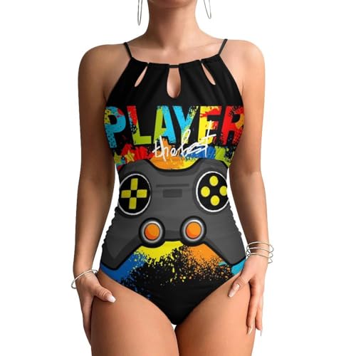 Monokini femme manette de jeu pour masquer les rondeurs du ventre