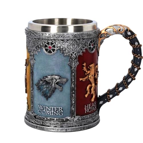 DIOSDMLN Chopes à bière Game of Thrones, Tasses à vin en Acier Inoxydable, Tasses à café 21oz pour décoration de fête à thème de Collection