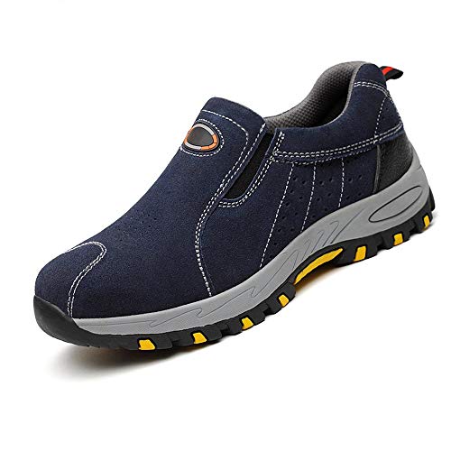 Calzado Seguridad para Hombre, Puntera Acero, Anti-Rotura Y Anti-Perforaciones, para Soldadura Aislante Transpirable de Trabajo,Azul,44