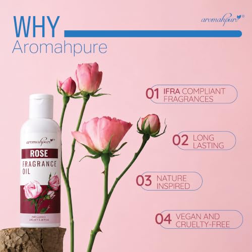 Image of Aromahpure Rose Aroma Oil | 100ml Undiluted & Natural | Long-Lasting Scent for Aromatherapy, Candle & Soap Making, Diffusers, Room Freshener, Humidifier, Bathroom Revitalizer & Home Essentials