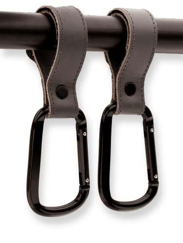 Brute Strength - Ganchos de couro para carrinho de bebê - Cinza 6X - Couro de flor integral - Gancho