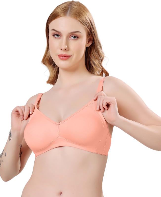 Image of London Hills Regular Bra for Women Everyday Non Padded Wire Free Full Coverage Cotton Blend