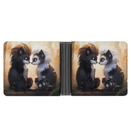 Skunks Love Bifold Wallet PU Leather Coin Purse Lightweight Credit Card Holder Wallet Money Clip