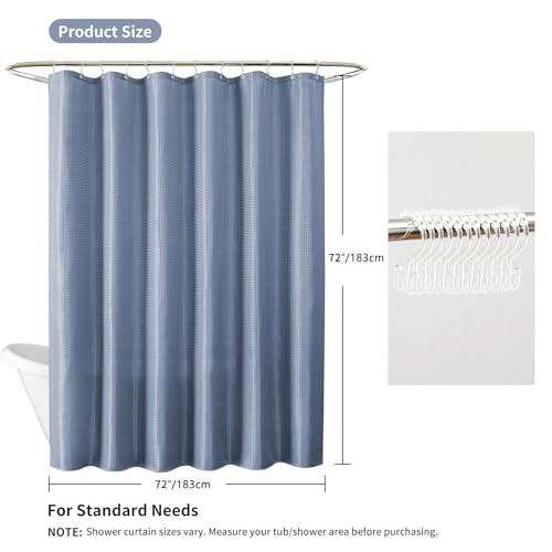 QiyI 3 in 1 Waffle Shower Curtain Set with Liner, Moonlight Blue, 72 x 72 by QiyI - Used condition - Image 6