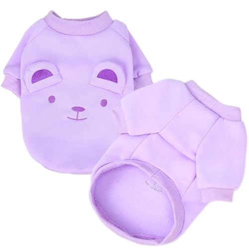 Image of Purple Cute Dog Sweater Soft Winter Clothes for Small Dogs, XL | Classic Purple Knit Pullover, Fall Winter Outfit, Elastic Cuffs, Holiday Party Matching, Machine Washable Sweatshirt for Pets