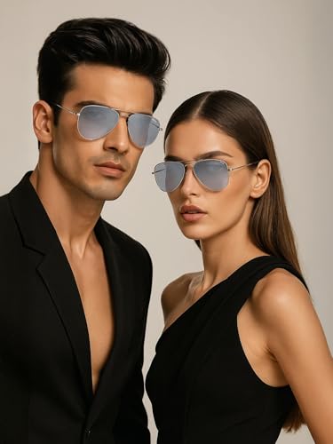 Image of IDEE 100% UV Protected Sunglasses for Unisex | Size- Large | Shape- Aviator | Model- IDS2500