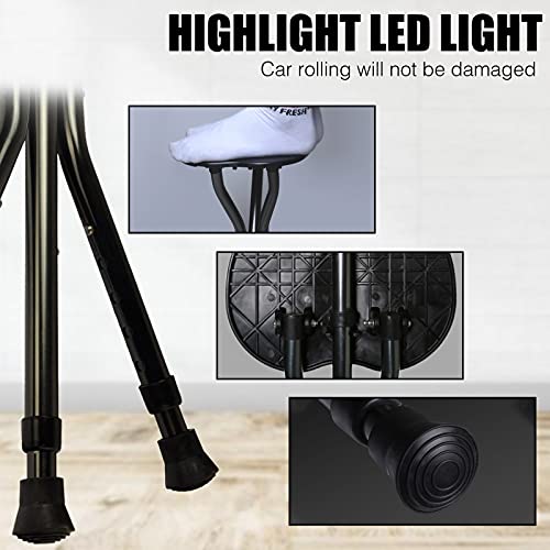 Image of Yayayo Hold 440 lbs Folding Canes with Seat Walking Stick Height Adjustment Cane Seat Capacity Frosted Handle with Magnetic Therapy Stone Crutches Stool