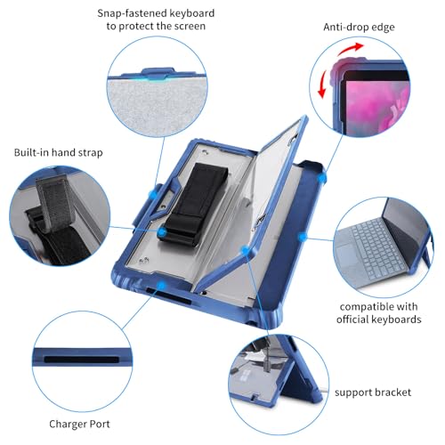 Funda Surface Pro 9 azul AOAO resistente con correa para el hombro y mano 3