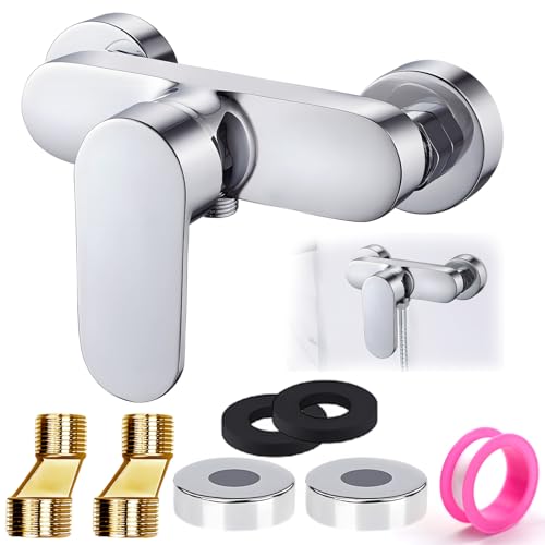 SI SEN Grifo mezclador de ducha con salida G1/2, montaje en pared, grifo monomando para ducha, para hotel, baño, plata