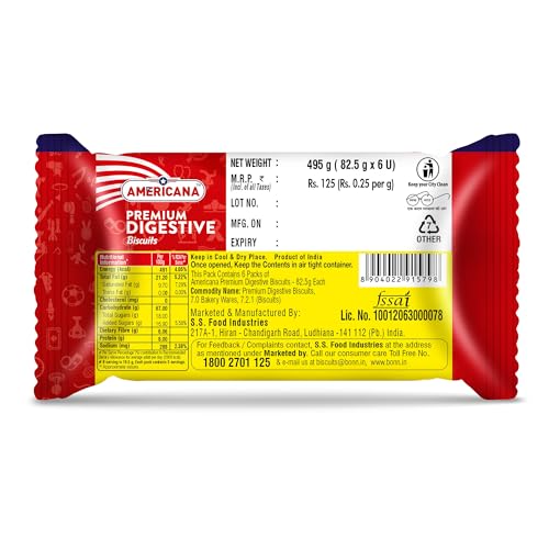 Image of Americana Digestive Biscuits|High Fiber and Goodness of Wheat flour (Atta) Biscuit | Family Pack Digestive Cookies 495g