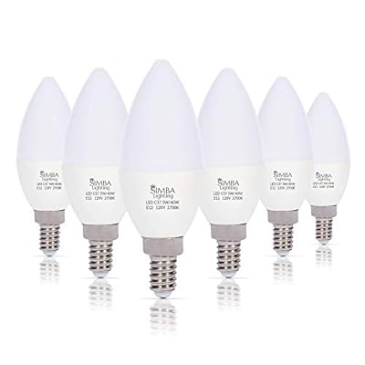 Simba Lighting LED Candelabra Light Bulbs B11 (C37) Candle Shape E12 Base (6 Pack) | Decorative 5W 40W Replacement 110V, 120V for Chandelier, Ceiling Fan, PC Cover, Non-Dimmable, Warm White 2700K