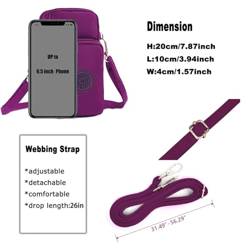 Image of WITERY Waterproof Nylon Cute Crossbody Cell Phone Purse Smartphone Wallet Bag for Women