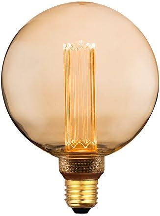 Harwez Globe Decorative LED Light Bulb, Oversized Round Dimmable Amber RN(Retro&Novelty) G125/G40, Virtual Filament, Edison 3.5W 2000K Soft Warm Mood Lighting(Not Daylight White), E26 Medium Base