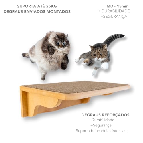 Prateleira Para Gatos Tamanho GG Resistente Com Carpete Antiderrapante (Carpete Marrom)