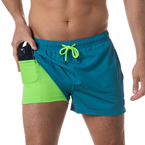 Third Wave Swim Trunks for Men with Compression Liner and 3 Inch Inseam - Premium Swim Shorts and Bathing Suit for Swimming2