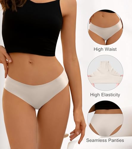 Image of DEANGELMON Seamless Underwear for Women No Show Bikini Panties Comfortable Stretch Invisible Ladies Hipster Briefs