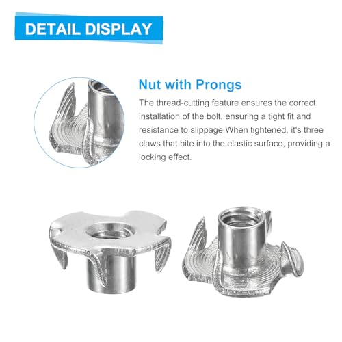 Uxcell F24032800UX0325 1/4"-20 T-Nuts, 304 Stainless Steel 3-Pronged Tee Nuts Threaded Inserts thumb #2