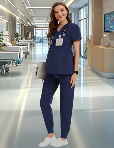 Image of PACBREEZE Women's Maternity Scrubs with 6 Pockets, Workwear Maternity Jogger Scrubs Pregnancy Pants, S-XXL