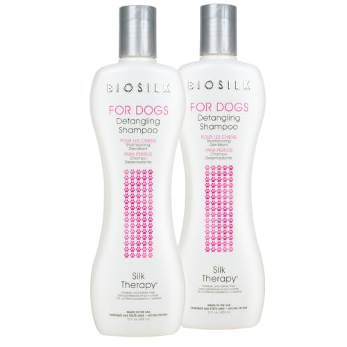BioSilk for Dogs Silk Therapy Detangling Shampoo Cleans and Moisturizes Dematting Shampoo with Silk Proteins and Coconut Oil No Parabens pH Balanced Made in USA 12 Fl Oz - 2 Pack