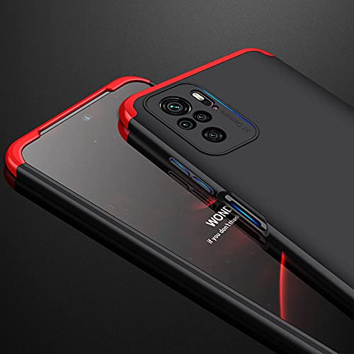 Image of Designerz hub Cover Case Ull Body 3 in 1 Slim Fit Complete 3D 360 Degree Protection Hybrid Hard Bumper Back Case Cover Compatible for Redmi Note 10T 5G / Poco M3 Pro 5G -Black & Red