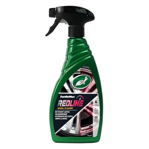 Turtle Wax Redline Limpiador de Llantas, cambio de color, fórmula libre de ácidos, limpieza de llantas, neumáticos y frenos, elimina suciedad, polvo de frenos y partículas de hierro, pH neitral 500ml