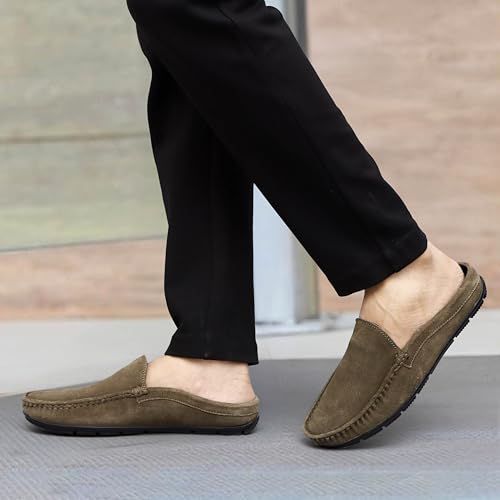 Image of ARAMISH Suede Half Loafers for Men | Men's Open Loafer Shoes