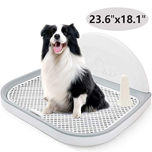 HIPIPET Puppy Dog Potty Tray 23.6''X18.1''X1.9'' Puppy Pad Holder with Removable Post