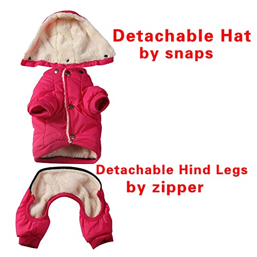 JoyDaog Fleece Lined Dog Coat with Detachable Hood and Detachable Hind Legs,Warm Puppy Jacket in Winter(Pink S) - Image 2