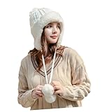 [MOBUTOFU] 秋冬用シンプルニット帽 暖かい防寒帽子 やわらかなウール素材 ふわふわニット帽 女性用レディース 帽子 白