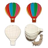 20 Stück DIY Blanko-Heißluftballons aus Holz | Doppelkunst-Stil | Weihnachten / Hochzeit / Geburtstag Party Urlaub dekorative Ornamente