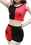 C-ZOFEK Sleeveless Short Pajamas Sets Athletic Tank Top and Shorts Red Black Short Sleeve Shorts Set Anime Cosplay Costume for Women (XL)